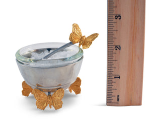 Gold Butterfly Salt Cellar with Spoon