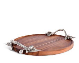 Olive Serving Tray Acacia- Round