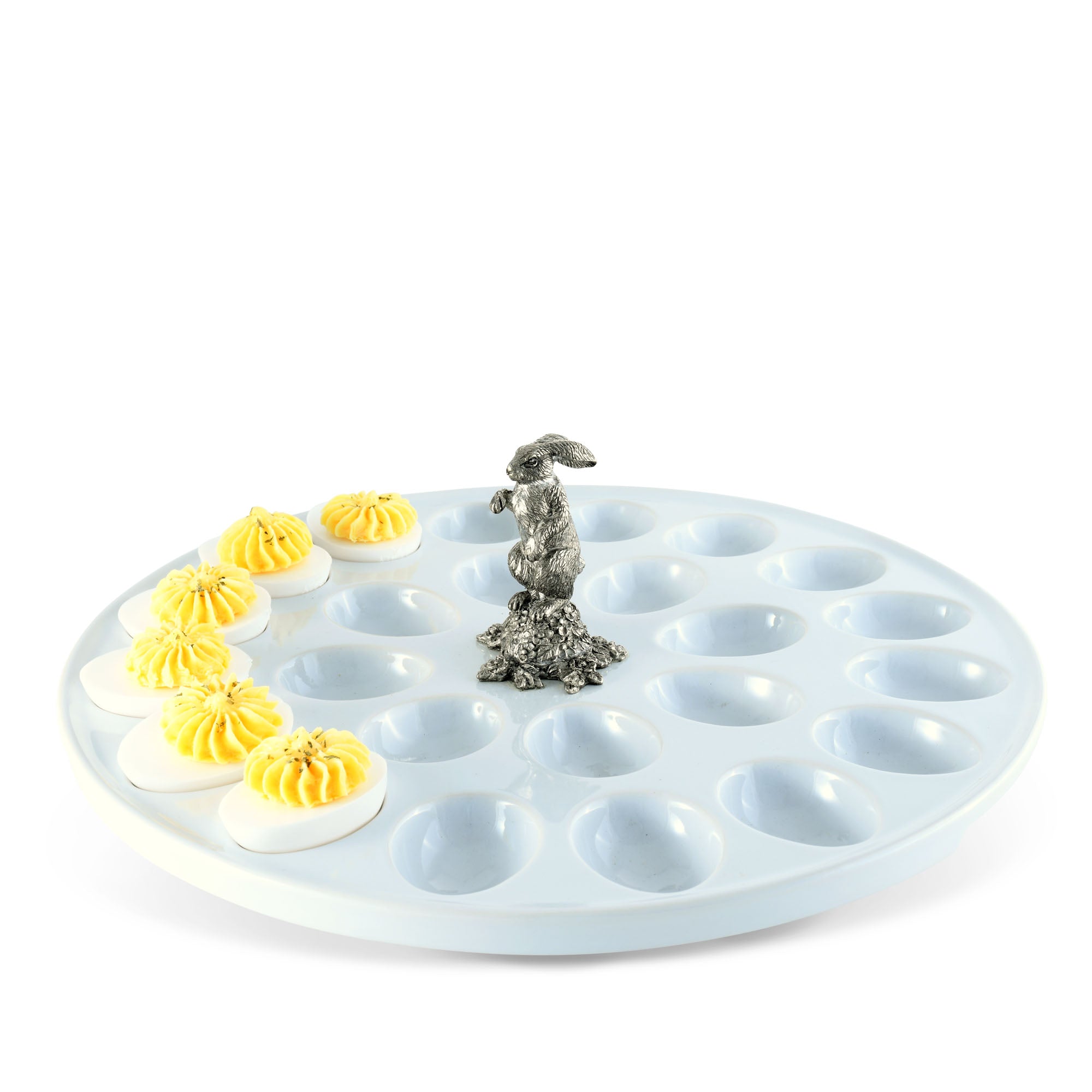 Vagabond House Deviled Egg Tray with Pewter Standing Rabbit Product Image