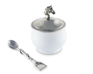 Equestrian Sugar Bowl and Spoon