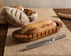 Oval Bread Board with Pewter Wheat Knife