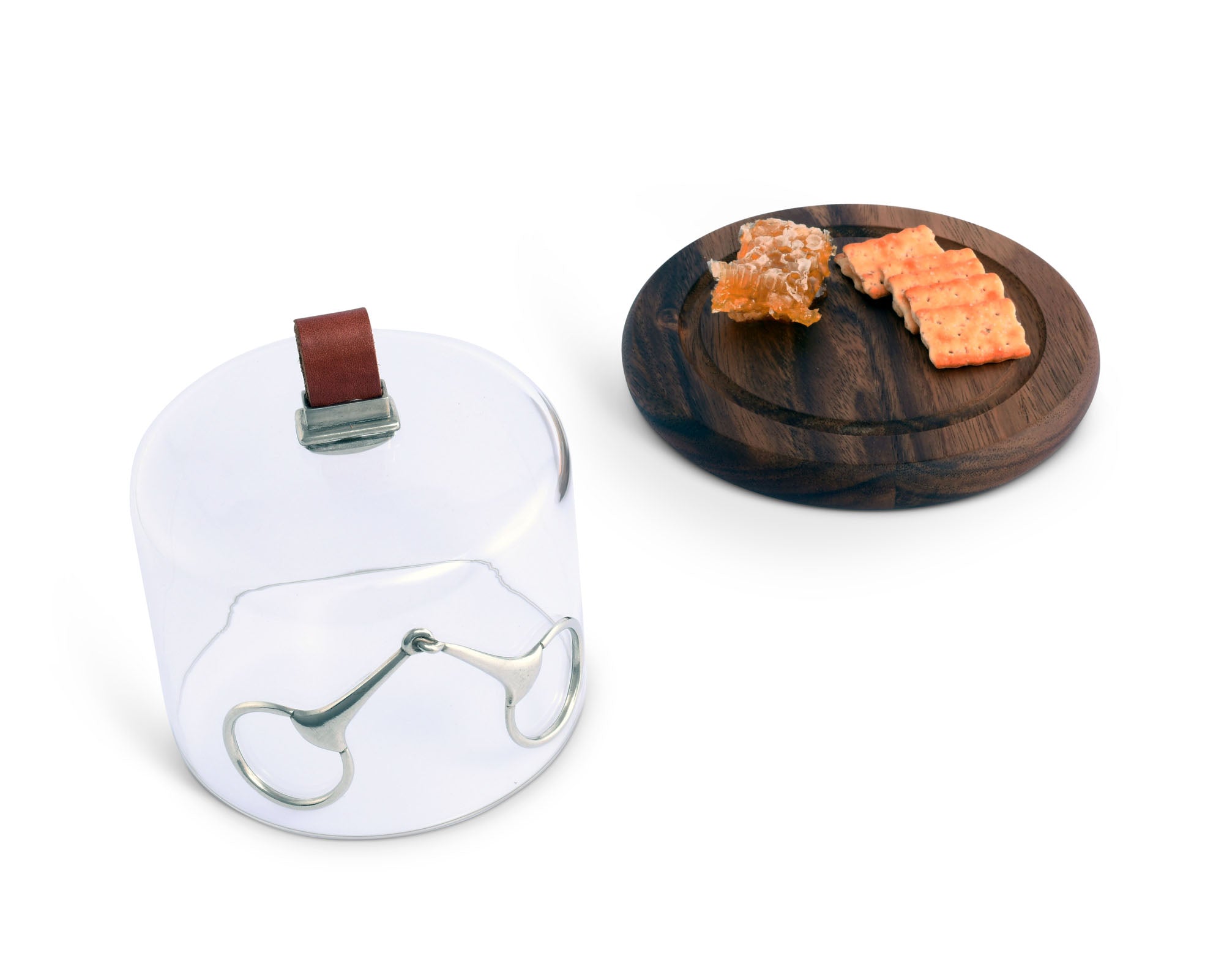 Covered Wood Cheese Board - Leather Knob Horse Bit  Vagabond House