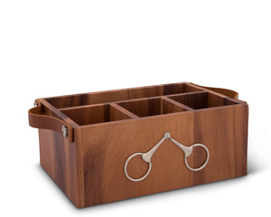 Horse Bits Leather Handles Flatware Caddy
