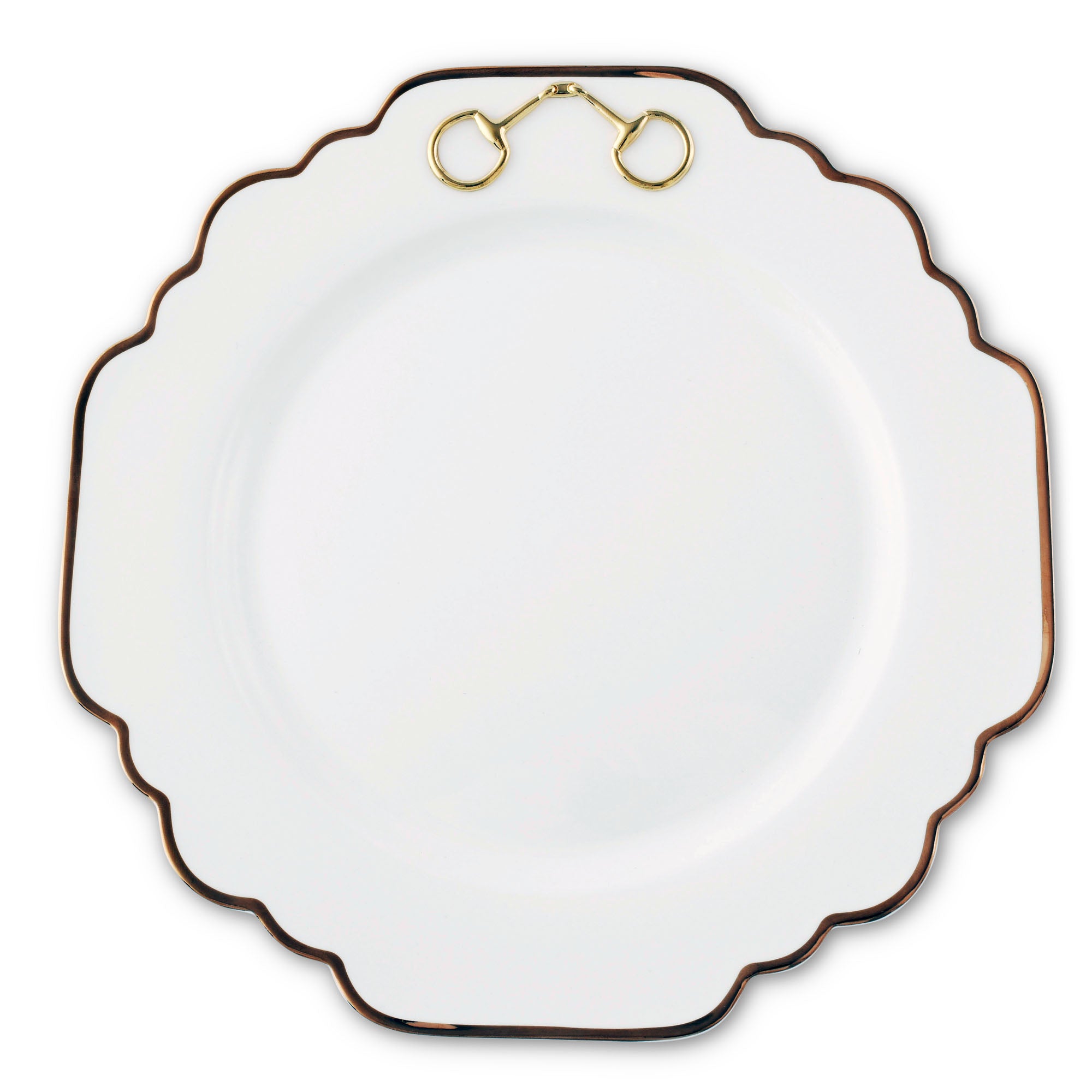 Vagabond House Gold Bit Bone China Scallop Dinner Plate Gold Rim Product Image