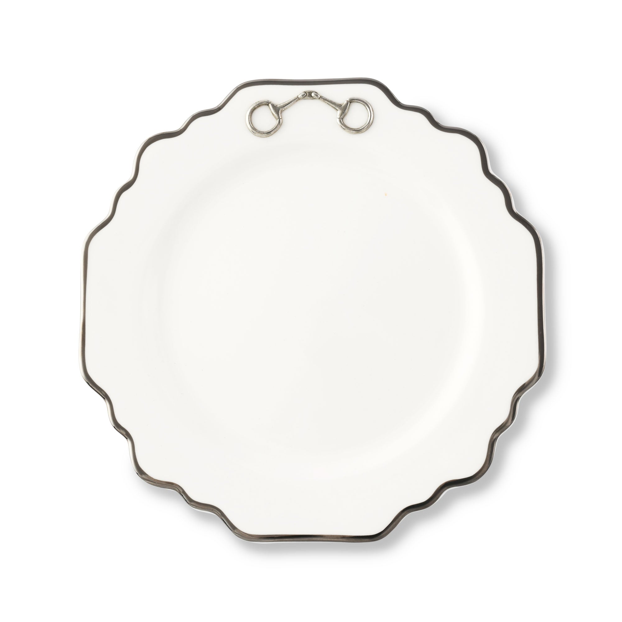 Vagabond House Pewter Bit Bone China Scallop Salad / Dessert Plate Platinum Rim Product Image