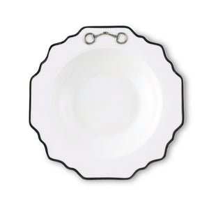 Vagabond House Pewter Bit Bone China Scallop Soup Plate Platinum Rim Product Image