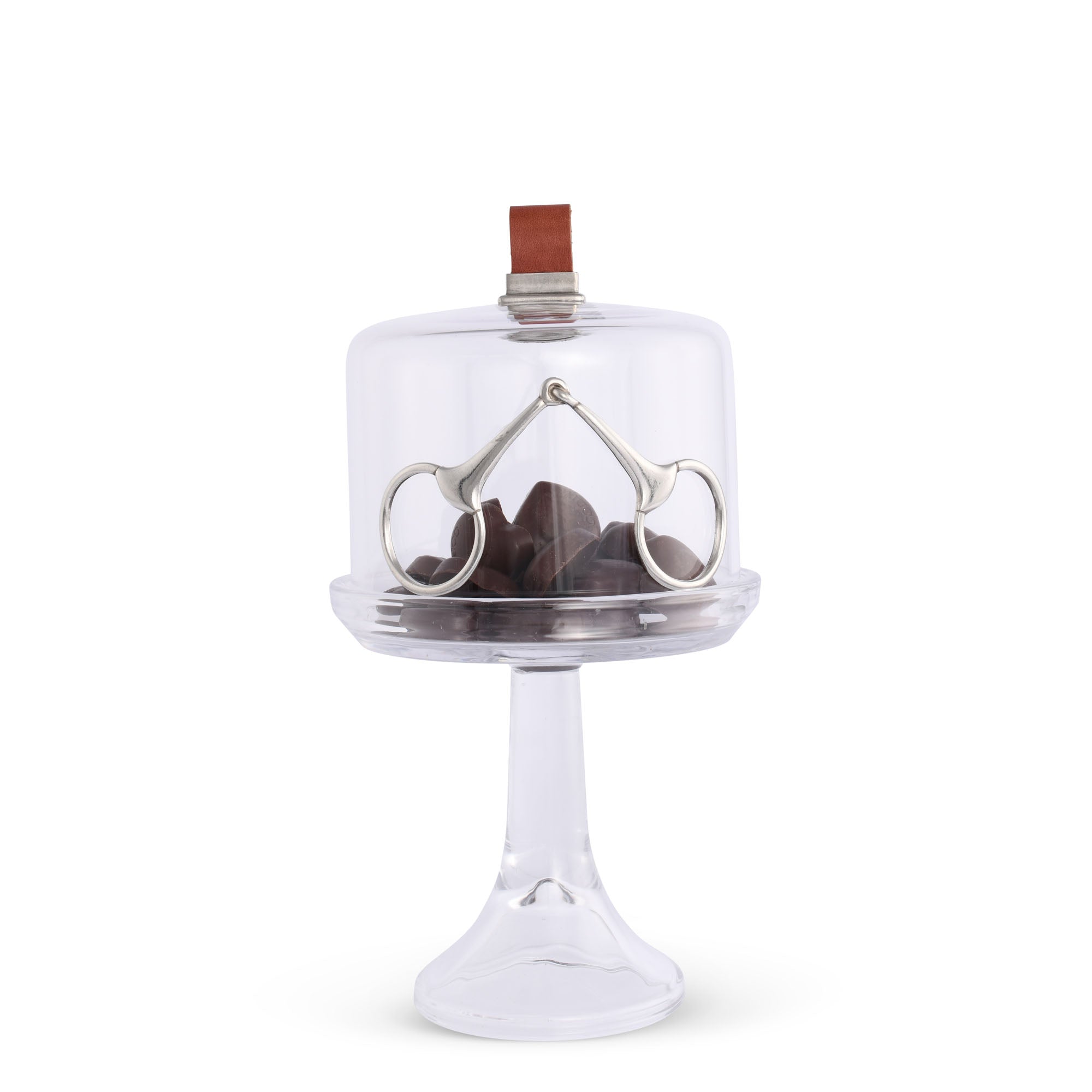 Glass Dome Stand - Tall - Leather Knob Horse Bit  Vagabond House