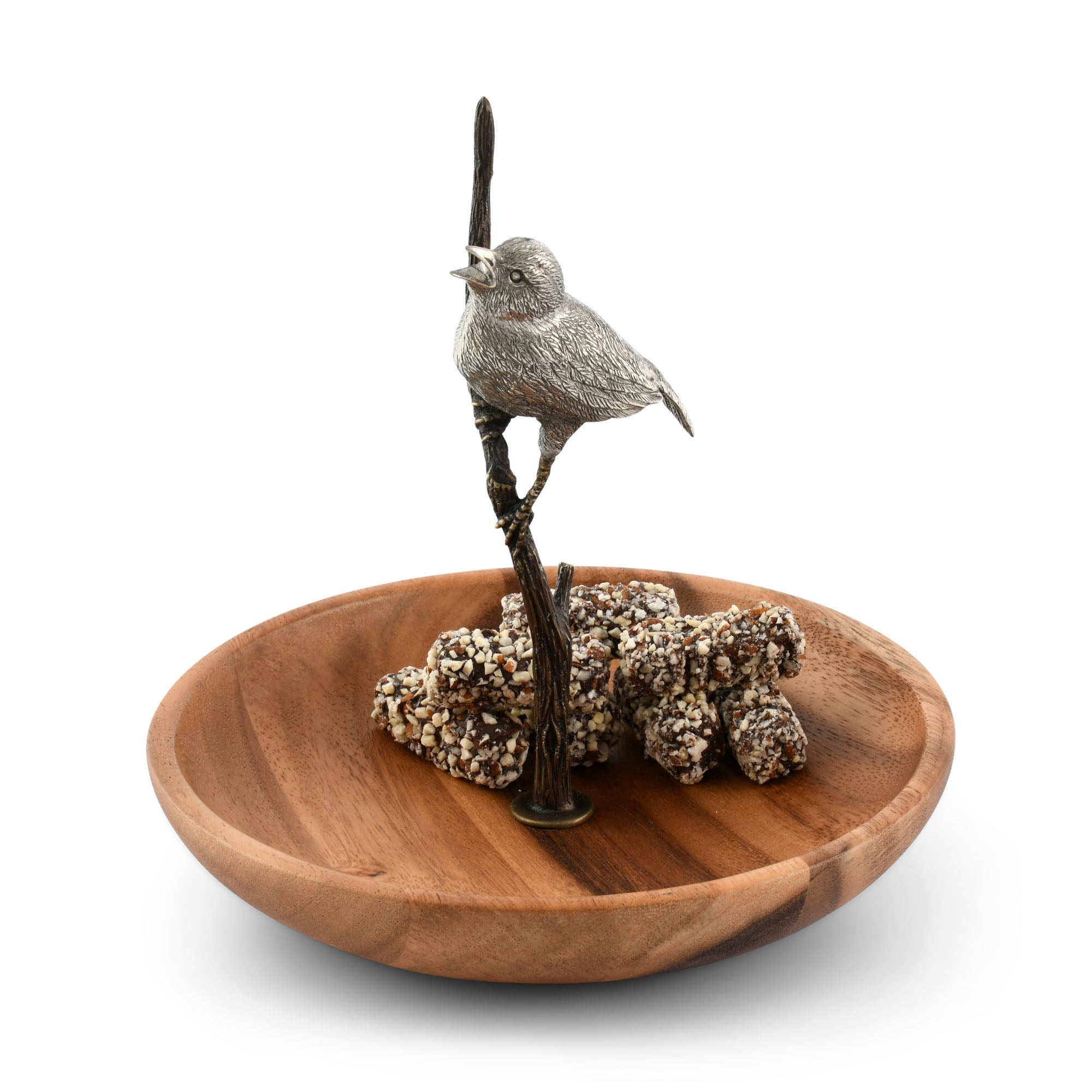 Vagabond House Bronze Song Bird Wood Tidbit Server Bowl Product Image