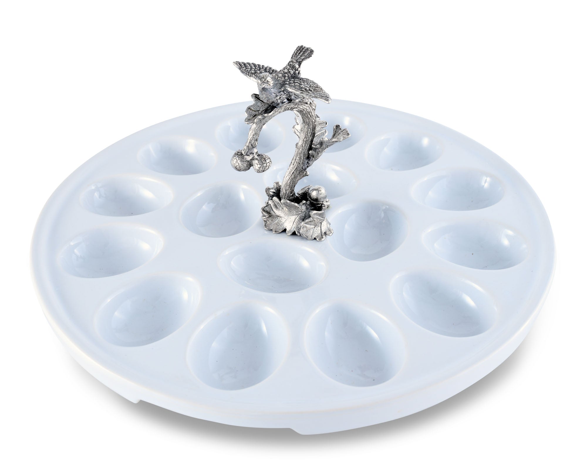 Vagabond House Deviled Egg Tray with Pewter Song Bird Handle Product Image