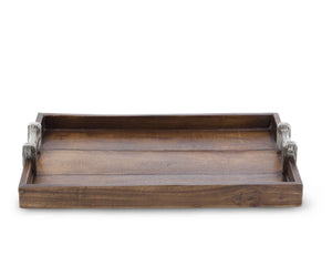Wood Tray with Faux Bois Handles