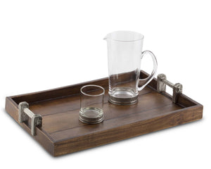 Wood Tray with Faux Bois Handles