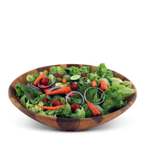 Wok Style Wooden Acacia Salad Bowl Extra Large