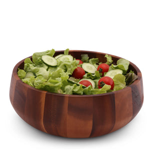 Modern Round Acacia Wood Salad  Bowl Large