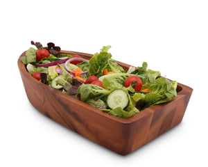 Boat Shape Acacia Wood Salad Bowl Large