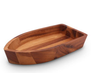 Boat Shape Acacia Wood Salad Bowl Large