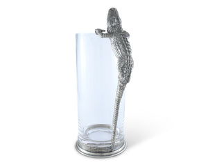Glass Pitcher Pewter Alligator Handle