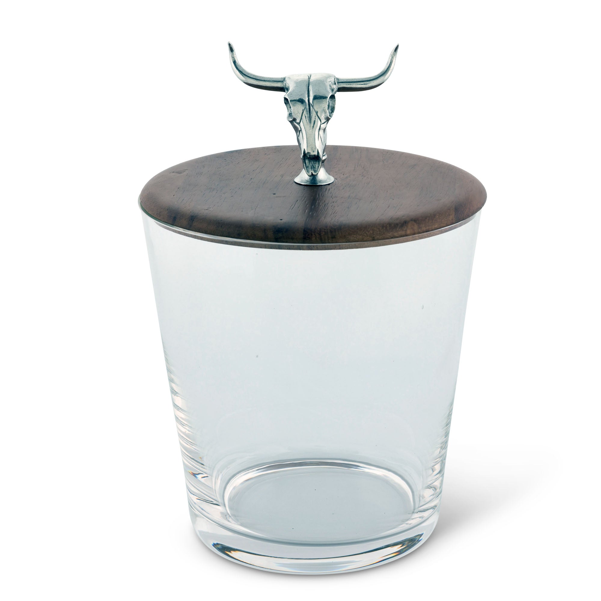 Vagabond House Hand Blown Glass Ice Bucket with Cow Skull Knob Product Image