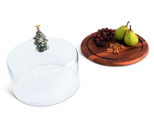 Christmas Tree Glass Covered Cheese Wood Board